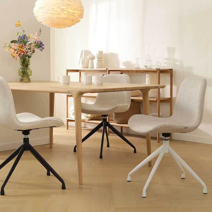 Nolon Nola-Fé Eetkamerstoel Beige - Draaibaar Wit Onderstel