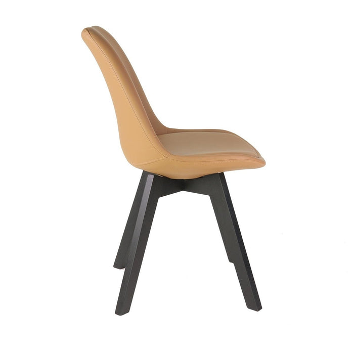 Essence Madera eetkamerstoel kunstleer cognac - zwart houten onderstel