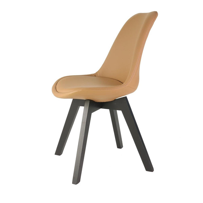Essence Madera eetkamerstoel kunstleer cognac - zwart houten onderstel