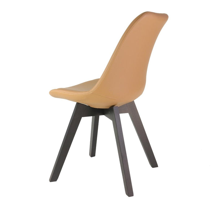 Essence Madera eetkamerstoel kunstleer cognac - zwart houten onderstel