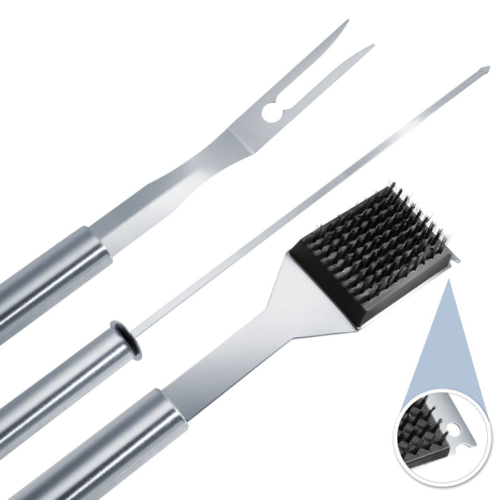 tectake® Barbecue bestek van roestvrij staal 18-delig - Grijs