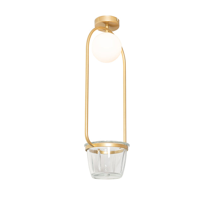 QAZQA Art deco plafondlamp goud met wit glas - Isabella