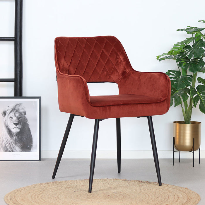 Bronx71 Velvet eetkamerstoel Mika koper - Eetkamerstoelen set van 6