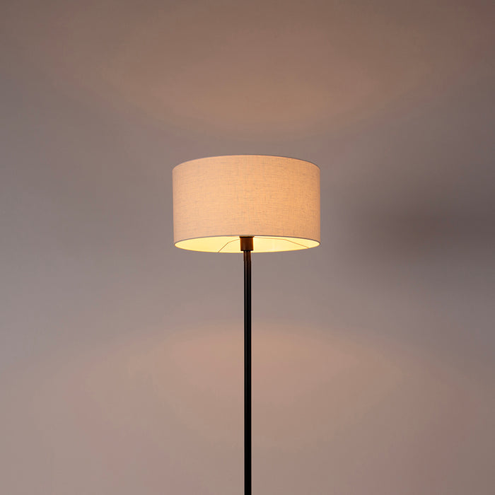 QAZQA Vloerlamp zwart met kap wit 50 cm - Simplo