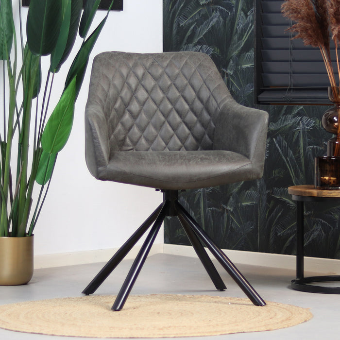 Bronx71 Industriële eetkamerstoel Dex antraciet eco-leer -