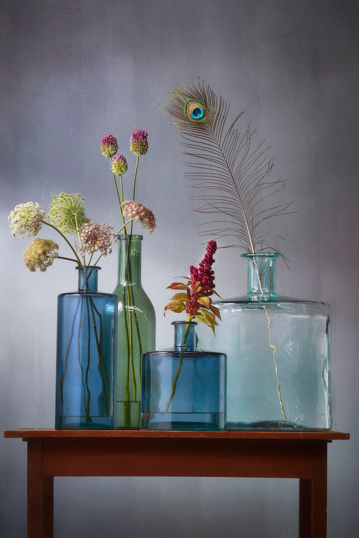 Mica Decorations Guan Glazen Fles - H40 x Ø15 cm - Blauw