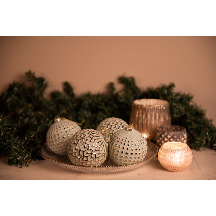 Clayre & Eef Kerstbal Set van 4 Ø 10 cm Groen Glas Rond