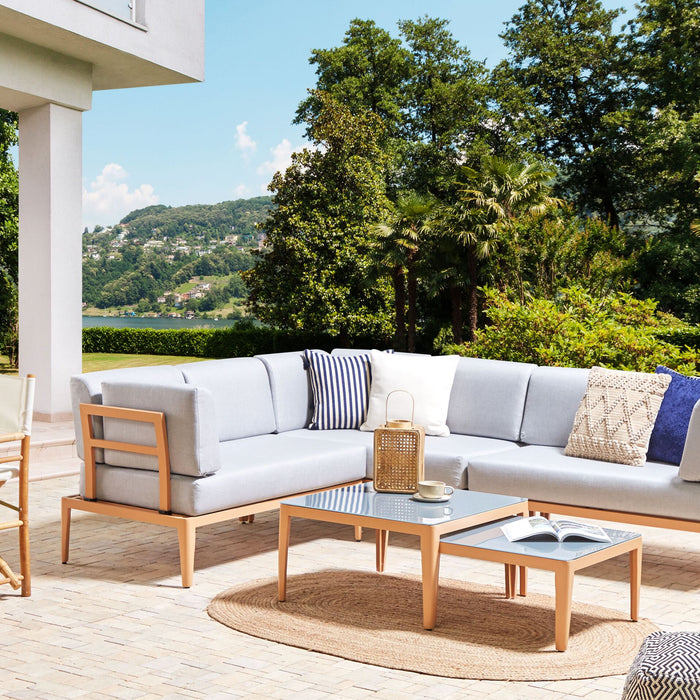 Beliani - RIMA III - Loungeset voor 6 - Grijs - Polyester