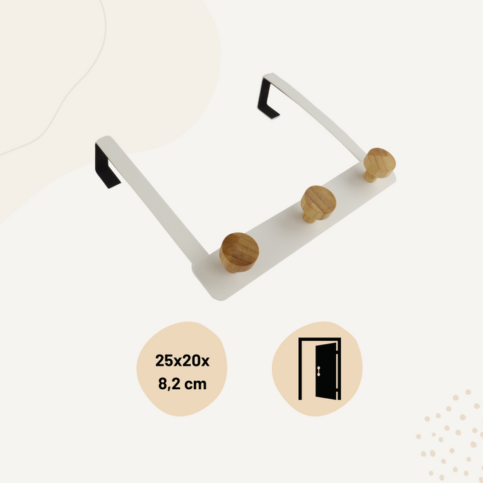 MISOU Deurkapstok Deurhaak Kapstok Hangend 3 Haken Wit Deurhanger