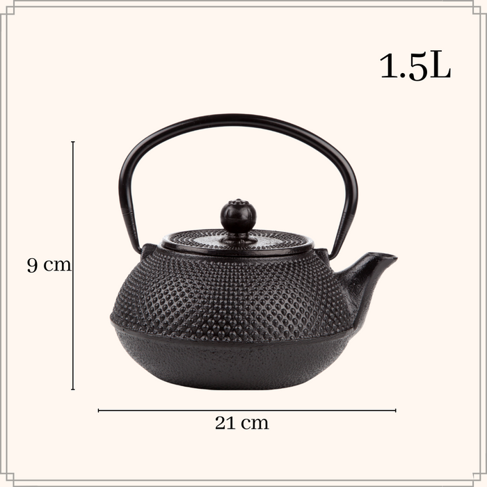 OTIX Japanse Theepot met Filter Theekan Tetsubin Zwart 1.5L Gietijzer