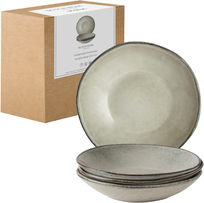 Dutch Rose Giftset 4 Borden Diep 23,5 cm Creme