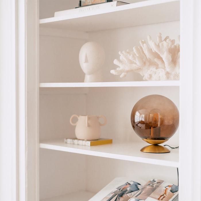 QAZQA Art deco tafellamp messing met smoke glas - Pallon