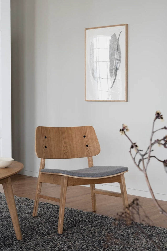 Rowico Home Nagano houten fauteuil naturel - met grijs zitkussen