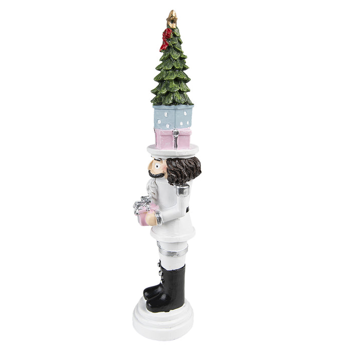 Clayre & Eef Kerstdecoratie Notenkraker 25 cm Wit Polyresin