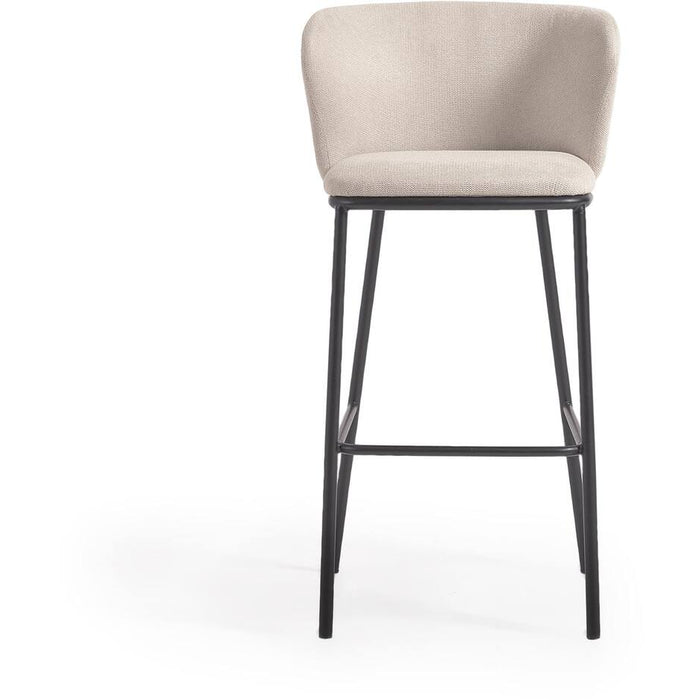 Kave Home - Ciselia kruk beige chenille en zwarte stalen poten  hoogte