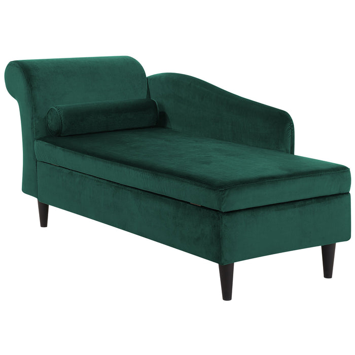 Beliani - LUIRO - Chaise longue - Smaragdgroen - Linkerzijde - Fluweel