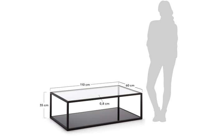 Kave Home - Rechthoekige salontafel Blackhill zwart 110 x 60 cm