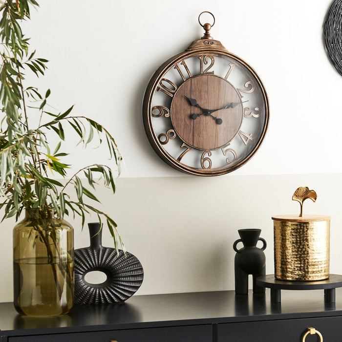 Beliani - ALCOBA - Wandklok - Bruin - Synthetisch materiaal