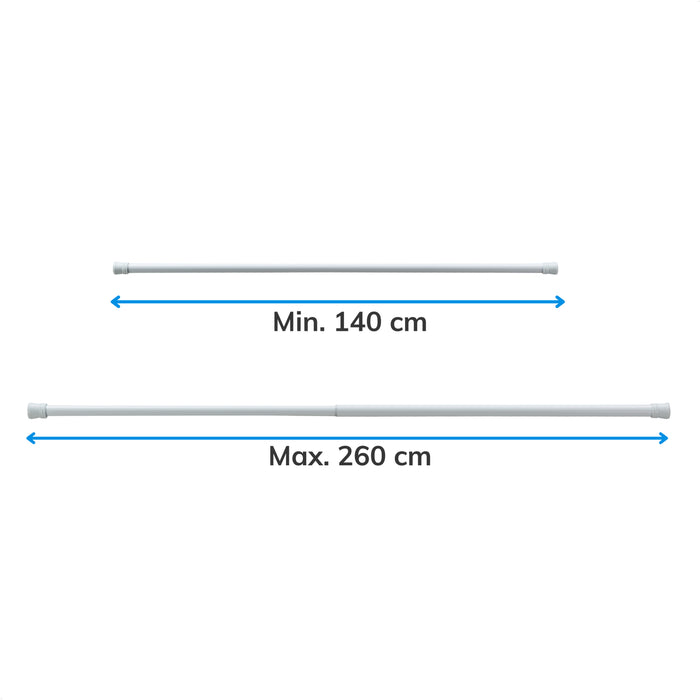 Douche Gordijnstang, verlengbaar van 140 tot 260 cm, wit