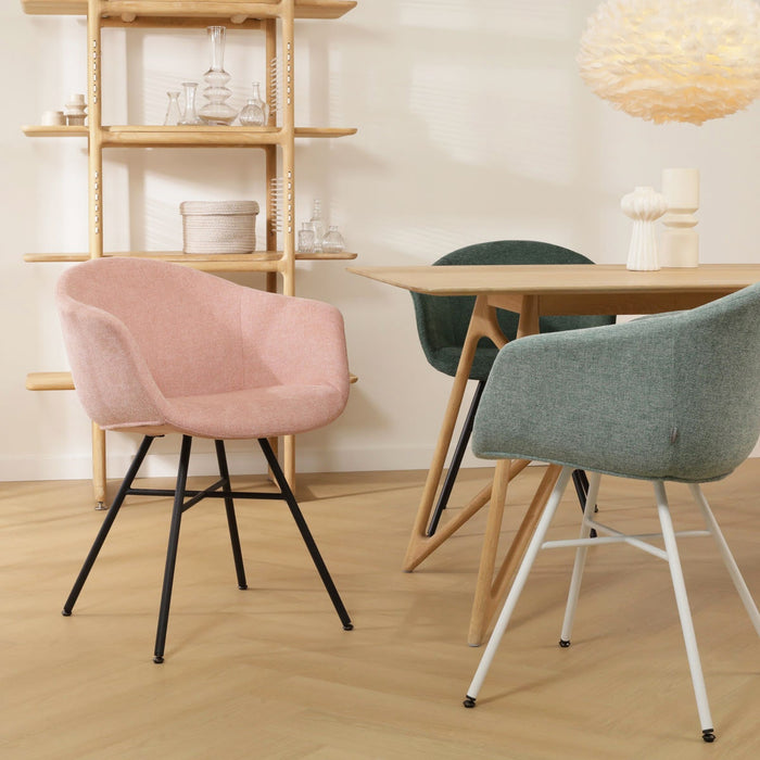 Nolon Noa-Otis Eetkamerstoel Zacht Roze - met Armleuning - Zwart