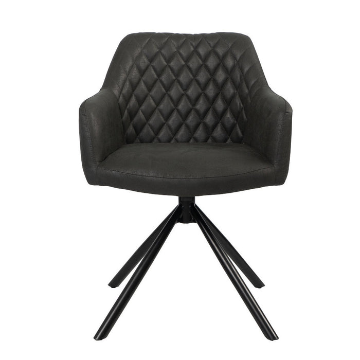 Bronx71 Industriële eetkamerstoel Dex zwart eco-leer - Eetkamerstoelen