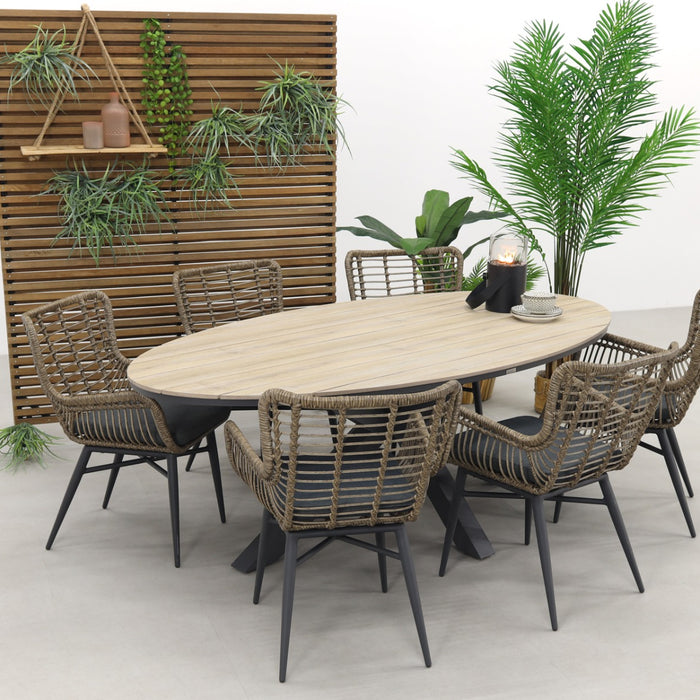 Garden Impressions Jasmine Natural|Edison 220x115 cm. - ovale tuinset