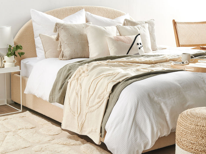 Beliani - ACACIA - Plaid - Lichtbeige - 130 x 160 cm - Katoen