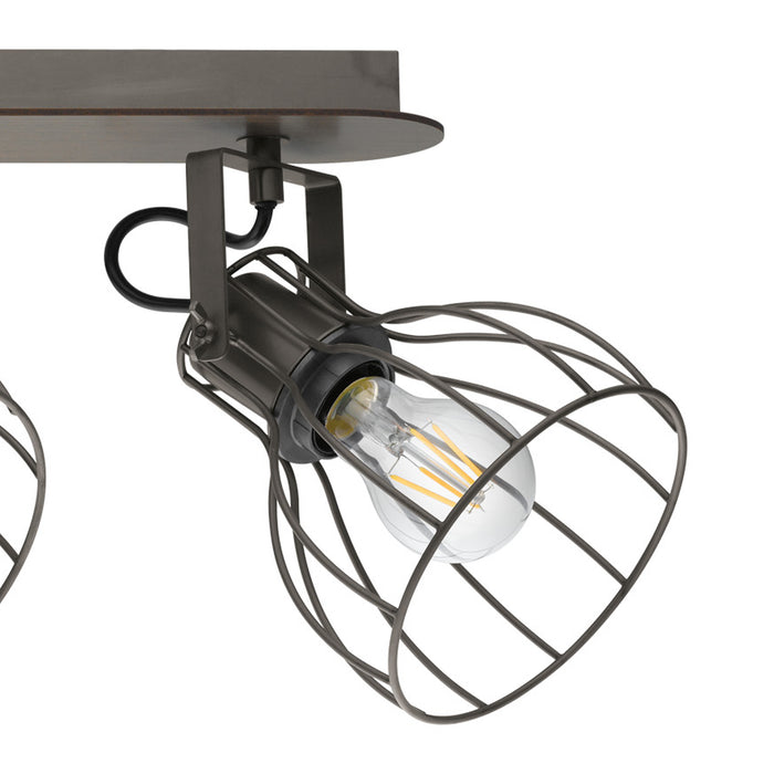 EGLO Sambatello Opbouwspot - E27 - 3-lichts - Bruin, ZIlver