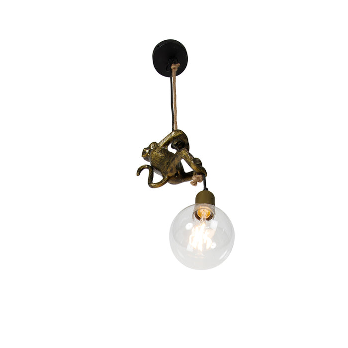 QAZQA Vintage hanglamp goud - Animal Monkey