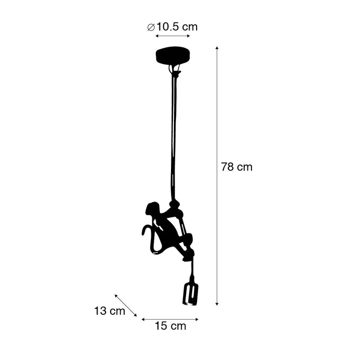 QAZQA Vintage hanglamp goud - Animal Monkey