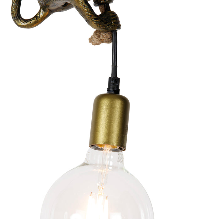 QAZQA Vintage hanglamp goud - Animal Monkey