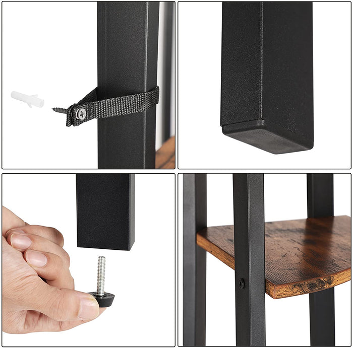 Boekenkast - hoekkast - 4 legplanken - 34x125x34 cm - vintage bruin