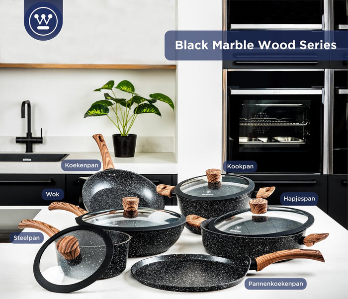 Westinghouse Pannenset - Marmer Wood Braadpan 24cm+28cm - Kookpannen