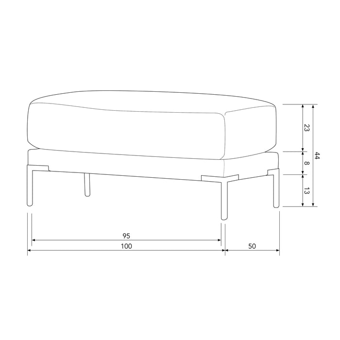 vtwonen Couple Poef - Polyester - Zand - 44x50x100