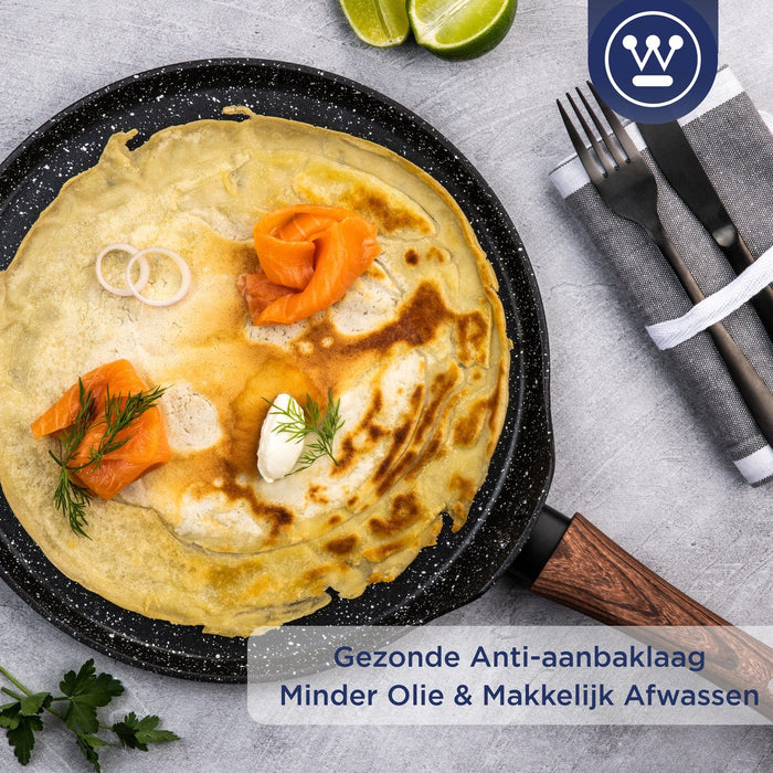 Westinghouse Pannenset - Pannenkoekenpannen 7-kops+28cm - Marmer Wood