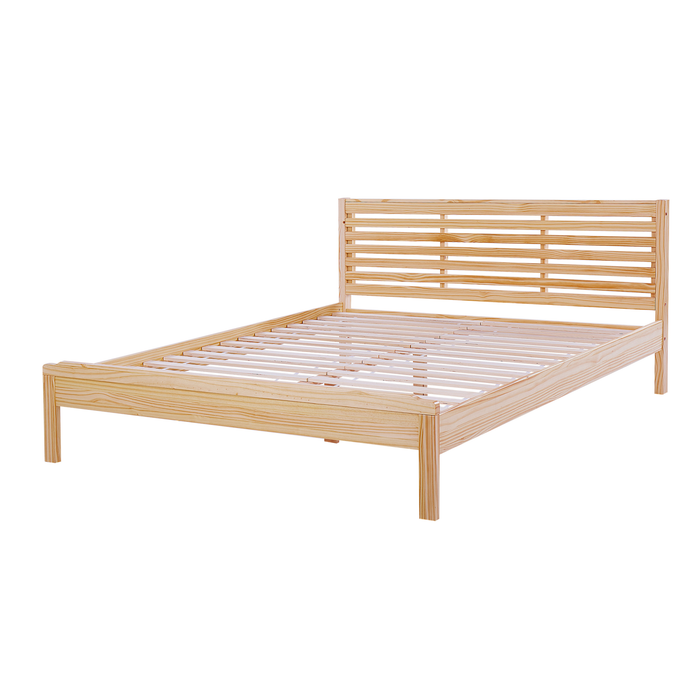 Beliani-CARNAC -Tweepersoonsbed-Lichtbruin-160 x 200 cm-Rubberhout