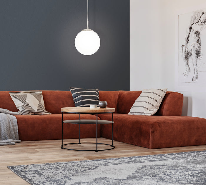 EGLO Rondo - Hanglamp - 1 Lichts - Ø200mm. -Nikkel-Mat - Wit