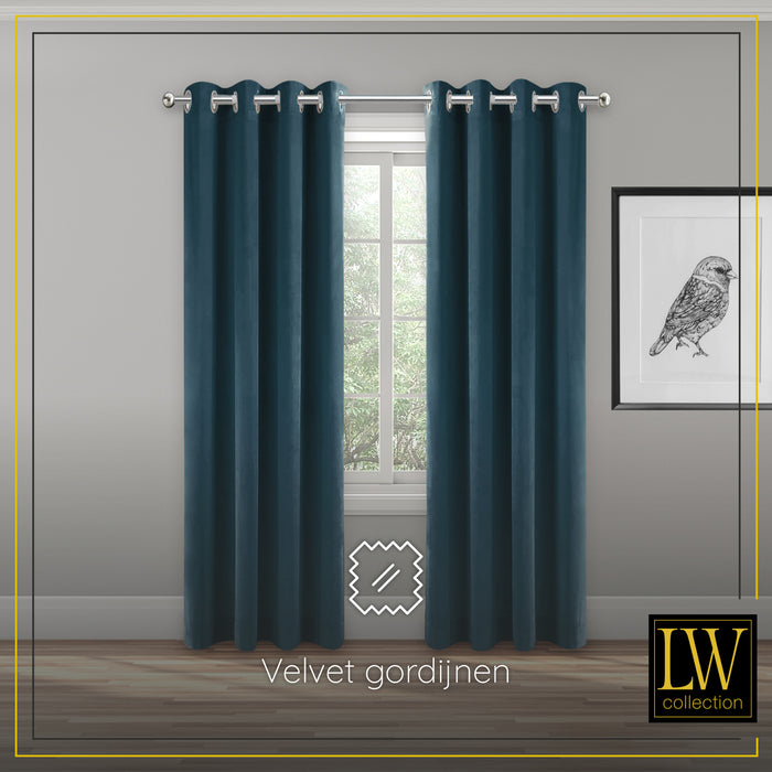 LW Collection Kant en klare gordijnen donkerblauw 140x240cm