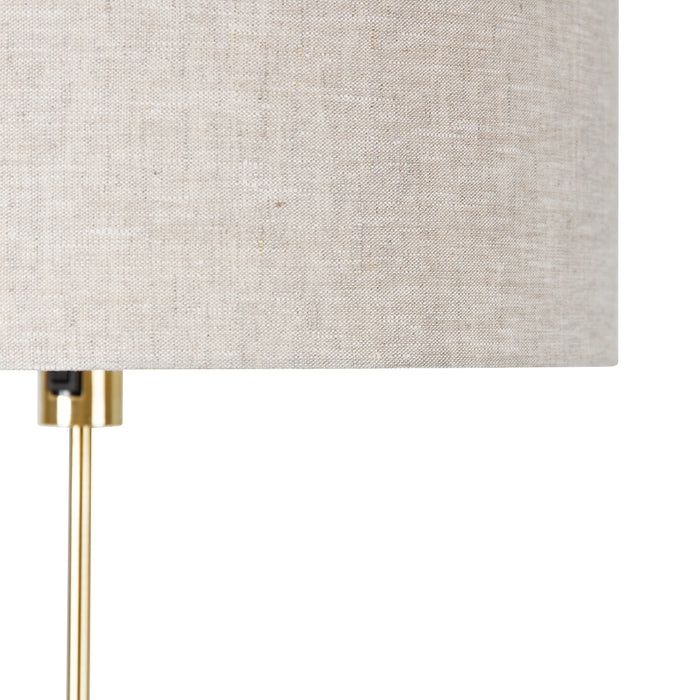 QAZQA Vloerlamp verstelbaar goud met kap lichtgrijs 50 cm - Parte