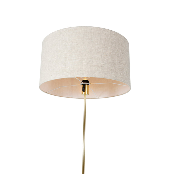 QAZQA Vloerlamp verstelbaar goud met kap lichtgrijs 50 cm - Parte