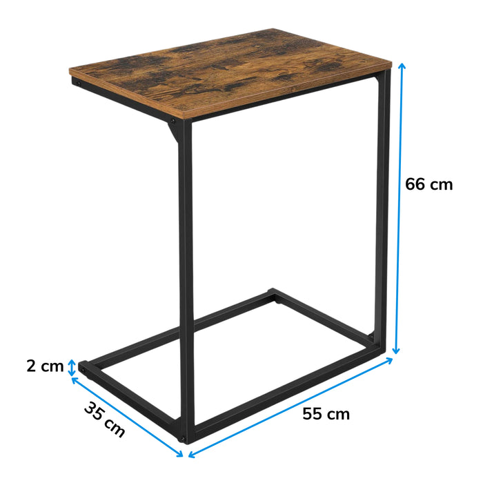 Bijzettafel - industriële look - 55x66x35 cm - vintage bruin