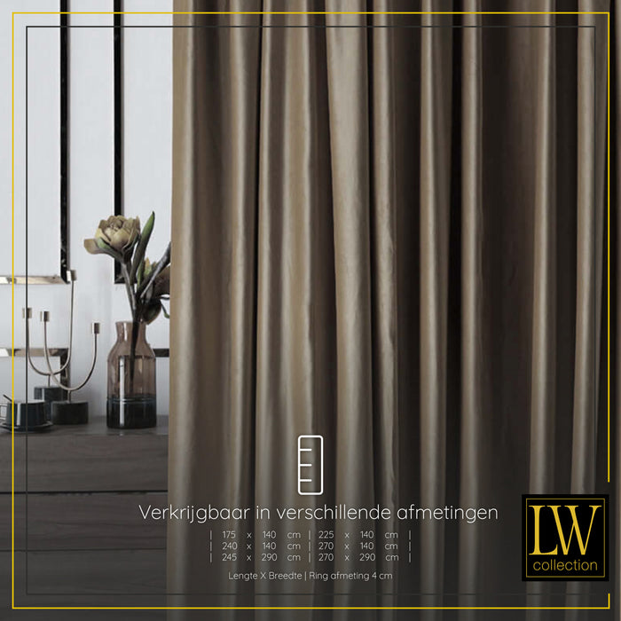 LW Collection Kant en klaar gordijnen bruin 290x245cm