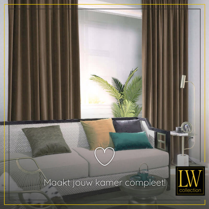 LW Collection Kant en klaar gordijnen bruin 290x245cm
