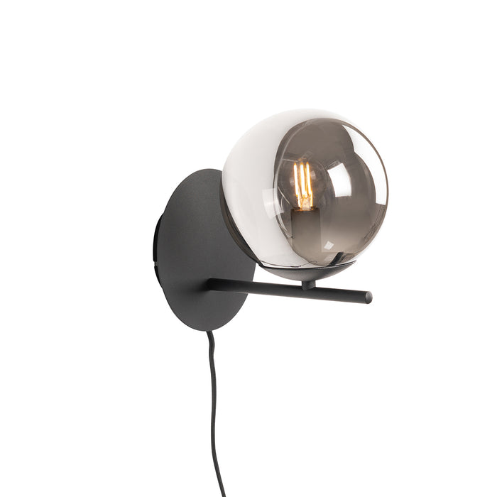 QAZQA Art Deco wandlamp zwart en smoke glas - Flore