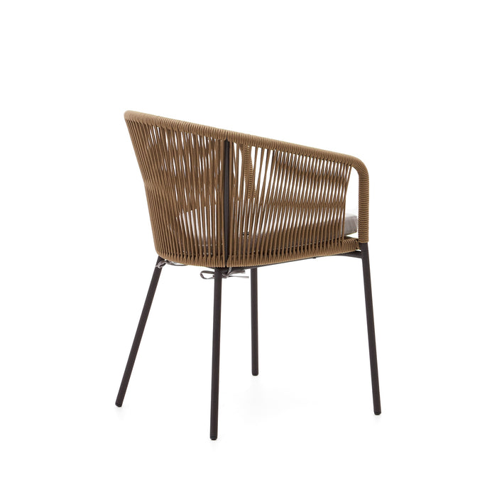 Kave Home - Yanet beige touwstoel met gegalvaniseerde stalen poten