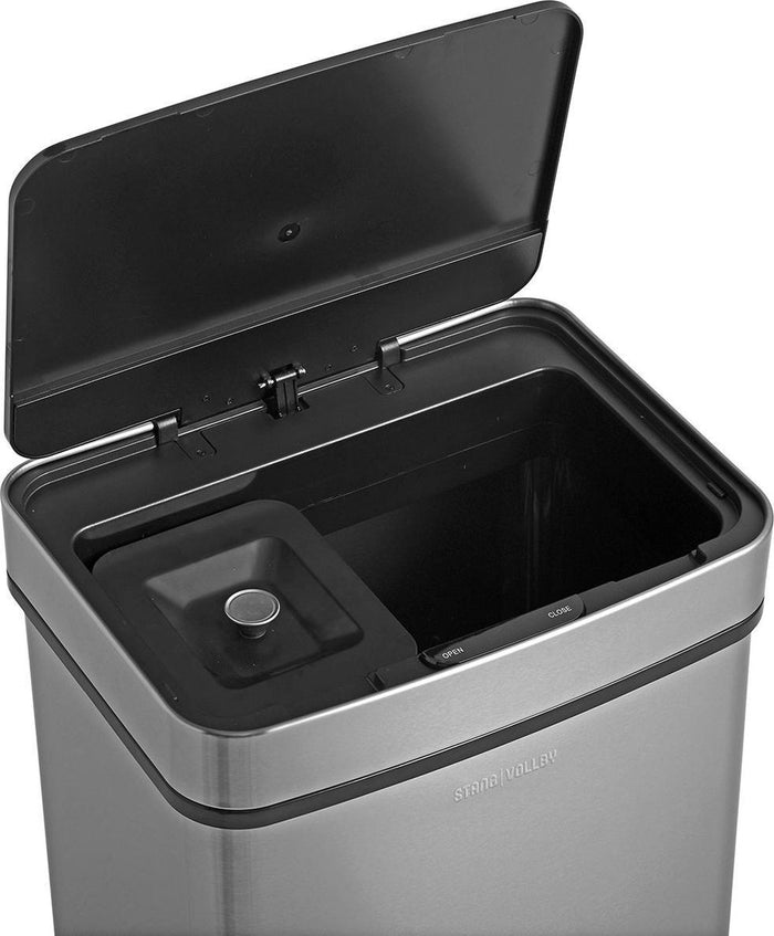 StangVollby Lunden Prullenbak met sensor - 3 vakken - 72L - RVS