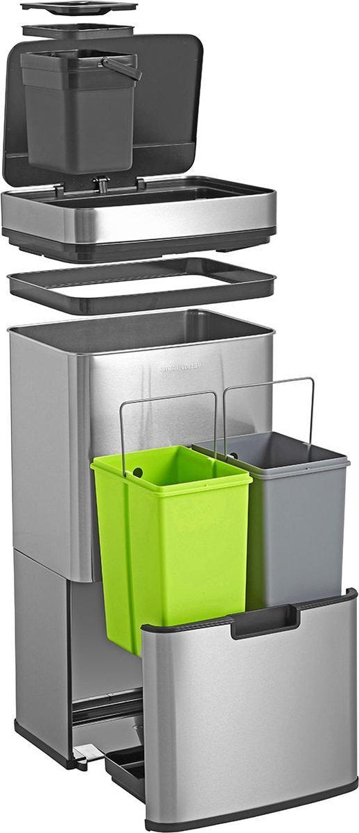 StangVollby Lunden Prullenbak met sensor - 3 vakken - 72L - RVS