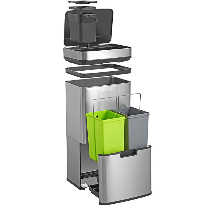 StangVollby Lunden Prullenbak met sensor - 3 vakken - 72L - RVS