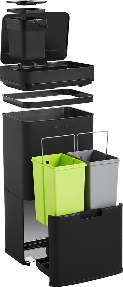 StangVollby Lunden prullenbak met sensor - 3 vakken - 72L - Zwart