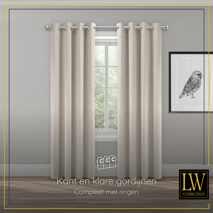 LW Collection Kant en klaar gordijnen beige 290x270cm